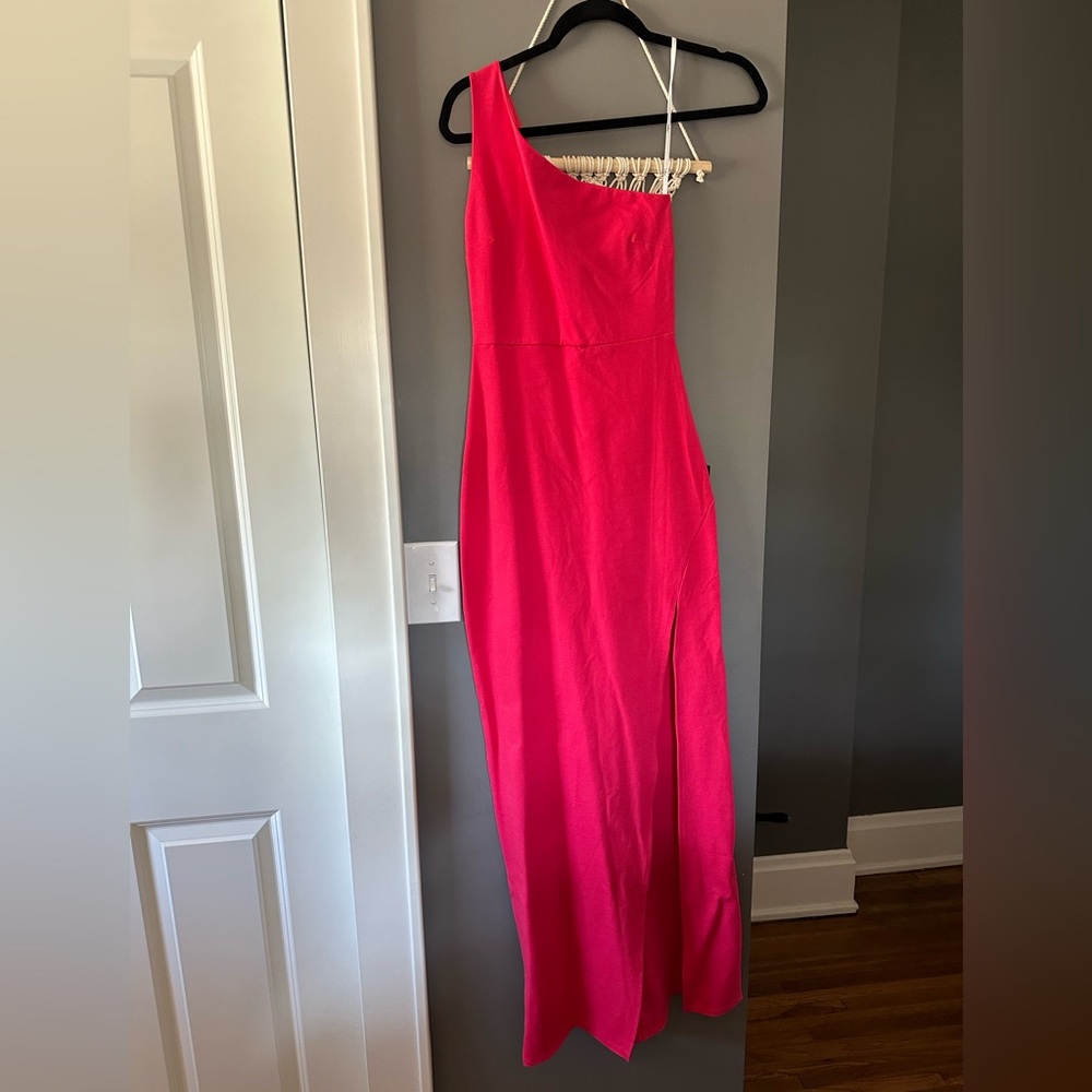 Good Times Only Hot Pink One-Shoulder Maxi Dress